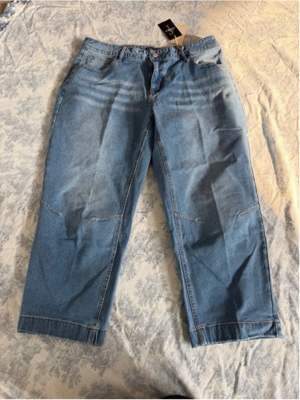 Flamingals Straight Leg Cropped Jeans Mid Waist Denim Pants 3XL